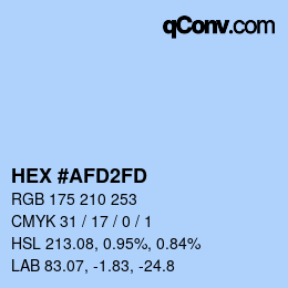 Color code: HEX #AFD2FD | qconv.com