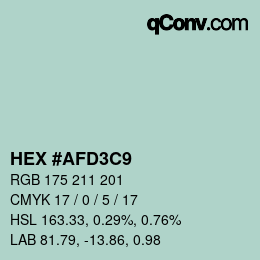 Color code: HEX #AFD3C9 | qconv.com