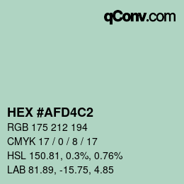 Color code: HEX #AFD4C2 | qconv.com