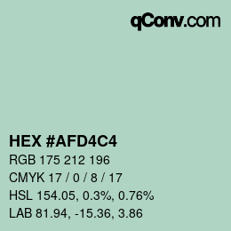 カラーコード: HEX #AFD4C4 | qconv.com