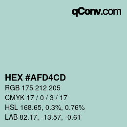 颜色代码: HEX #AFD4CD | qconv.com