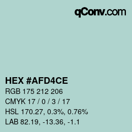 Color code: HEX #AFD4CE | qconv.com