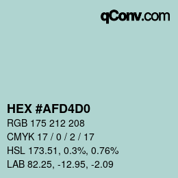 カラーコード: HEX #AFD4D0 | qconv.com