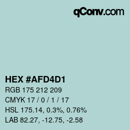 カラーコード: HEX #AFD4D1 | qconv.com