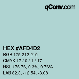 Color code: HEX #AFD4D2 | qconv.com