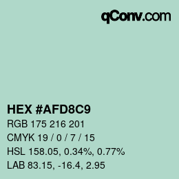 Color code: HEX #AFD8C9 | qconv.com