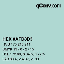 Color code: HEX #AFD8D3 | qconv.com