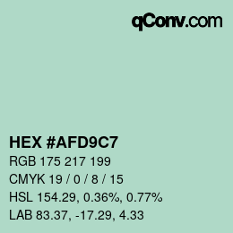 カラーコード: HEX #AFD9C7 | qconv.com