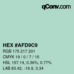 カラーコード: HEX #AFD9C9 | qconv.com