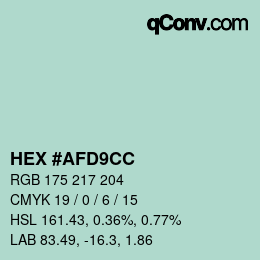 Color code: HEX #AFD9CC | qconv.com