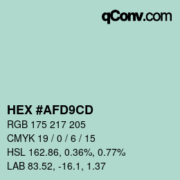 Color code: HEX #AFD9CD | qconv.com