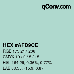 Color code: HEX #AFD9CE | qconv.com