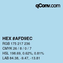 Color code: HEX #AFD9EC | qconv.com