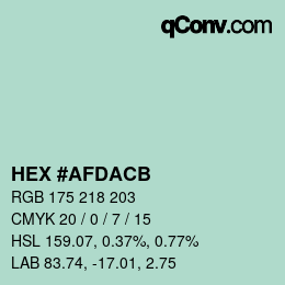 Color code: HEX #AFDACB | qconv.com