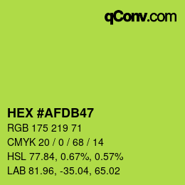 Color code: HEX #AFDB47 | qconv.com
