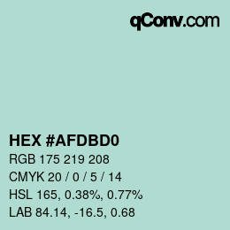 カラーコード: HEX #AFDBD0 | qconv.com