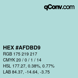 カラーコード: HEX #AFDBD9 | qconv.com