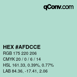 Color code: HEX #AFDCCE | qconv.com