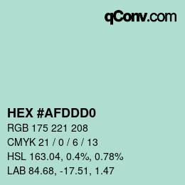 Color code: HEX #AFDDD0 | qconv.com