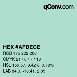 Color code: HEX #AFDECE | qconv.com