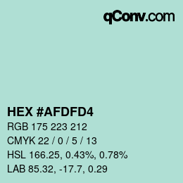 カラーコード: HEX #AFDFD4 | qconv.com