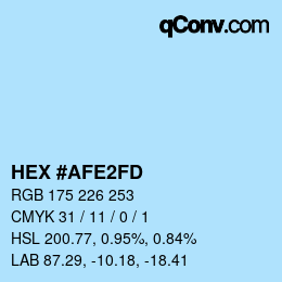 カラーコード: HEX #AFE2FD | qconv.com