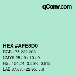 カラーコード: HEX #AFE8D0 | qconv.com