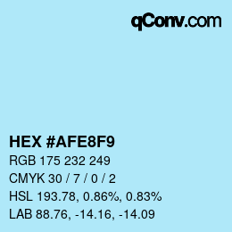 Color code: HEX #AFE8F9 | qconv.com