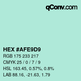 Color code: HEX #AFE9D9 | qconv.com