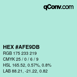 カラーコード: HEX #AFE9DB | qconv.com