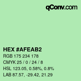 Color code: HEX #AFEAB2 | qconv.com