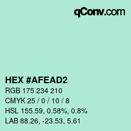 Color code: HEX #AFEAD2 | qconv.com