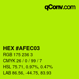 カラーコード: HEX #AFEC03 | qconv.com