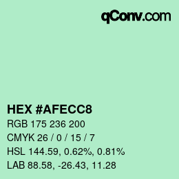 カラーコード: HEX #AFECC8 | qconv.com