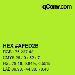 Farbcode: HEX #AFED2B | qconv.com