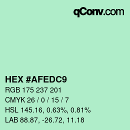 Color code: HEX #AFEDC9 | qconv.com
