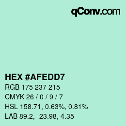 カラーコード: HEX #AFEDD7 | qconv.com