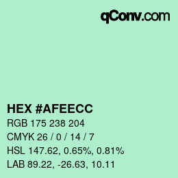 Color code: HEX #AFEECC | qconv.com