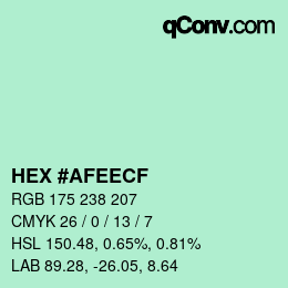 カラーコード: HEX #AFEECF | qconv.com