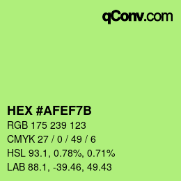 Color code: HEX #AFEF7B | qconv.com
