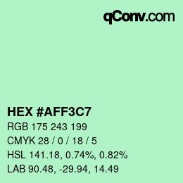 Color code: HEX #AFF3C7 | qconv.com