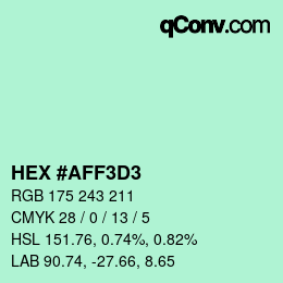 Color code: HEX #AFF3D3 | qconv.com