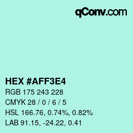 Color code: HEX #AFF3E4 | qconv.com