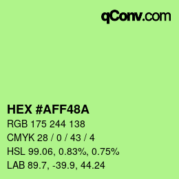 Color code: HEX #AFF48A | qconv.com