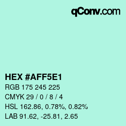 Color code: HEX #AFF5E1 | qconv.com