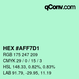Farbcode: HEX #AFF7D1 | qconv.com