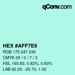 Color code: HEX #AFF7E6 | qconv.com