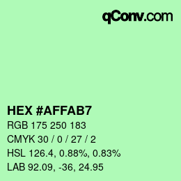 Color code: HEX #AFFAB7 | qconv.com