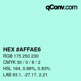 颜色代码: HEX #AFFAE6 | qconv.com