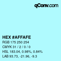 Color code: HEX #AFFAFE | qconv.com